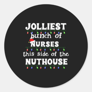 Funny Christmas Matching Group Work Jolliest Bunch Classic Round Sticker