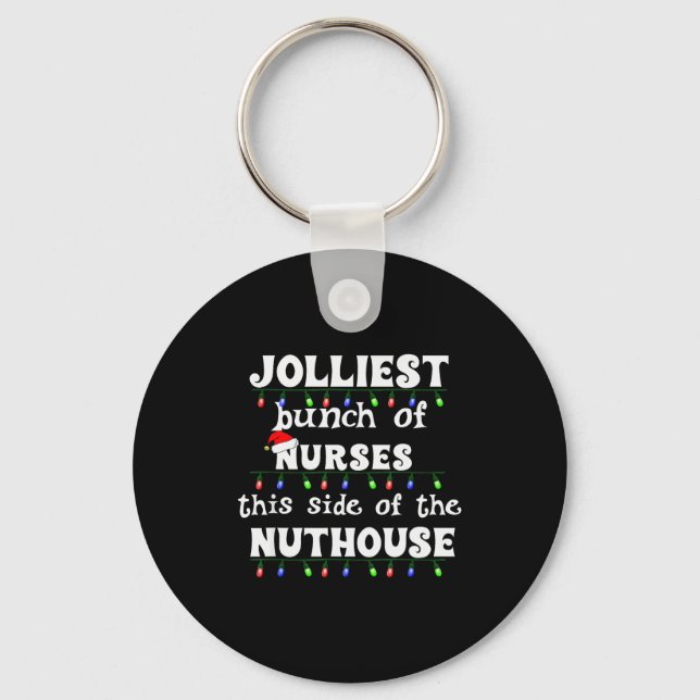 Funny Christmas Matching Group Work Jolliest Bunch Keychain (Front)