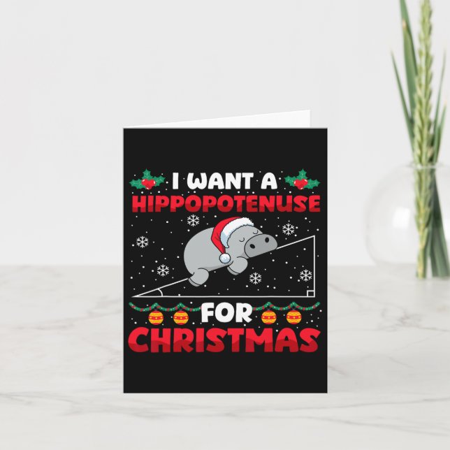 Funny Christmas Math Teacher Hippopotenuse Math Lo Card (Front)
