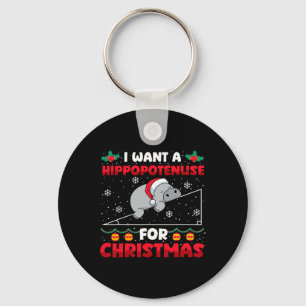 Funny Christmas Math Teacher Hippopotenuse Math Lo Keychain