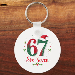 Funny Christmas Meme Six Seven 67 6 7 Holiday Keychain