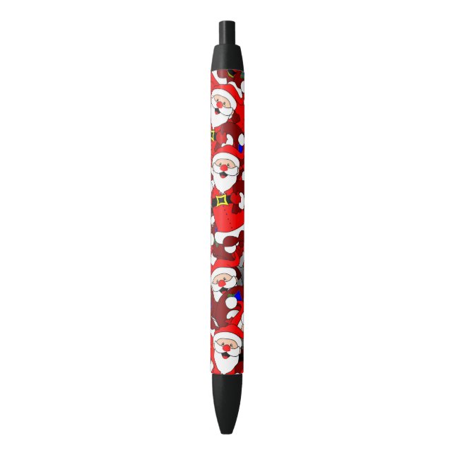 Funny Christmas Modern Whimsical Santa Collage Black Ink Pen (Front Vertical)