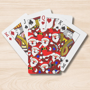 Funny Christmas Modern Whimsical Santa Collage Playing Cards