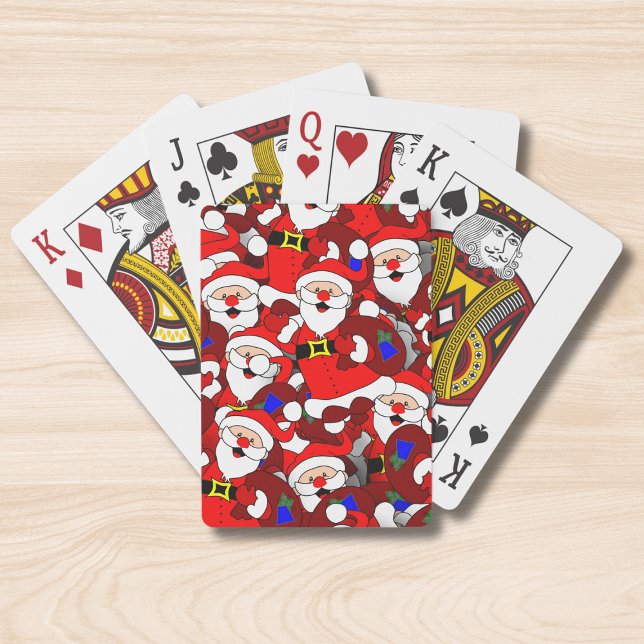 Funny Christmas Modern Whimsical Santa Collage Playing Cards (Creator Uploaded)