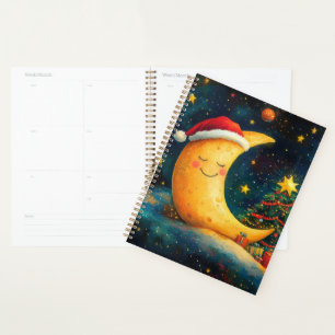 Funny Christmas Moon Galaxy Celebration Planner