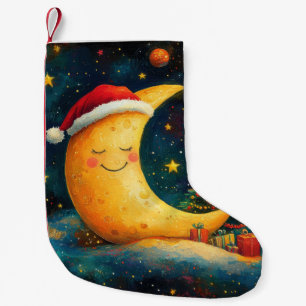 Funny Christmas Moon Galaxy Celebration Small Christmas Stocking
