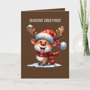 Funny Christmas moose add message Holiday Card