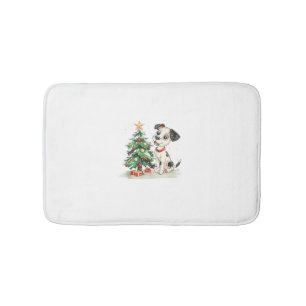 Funny Christmas Morning and Happy Dog Costume Bath Mat
