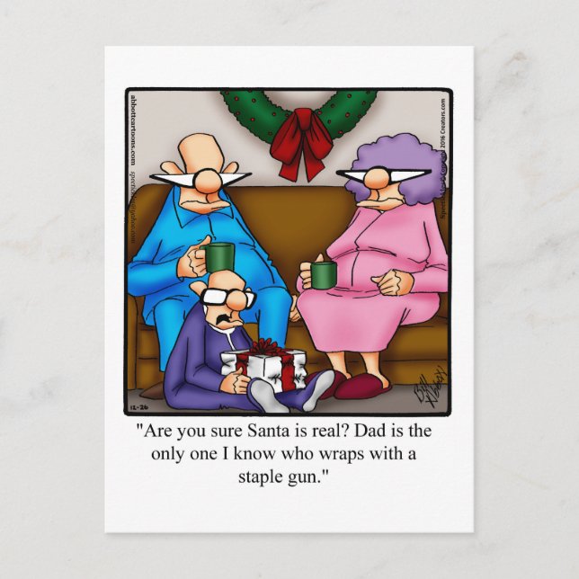 Funny Christmas Morning Humour Postcard (Front)