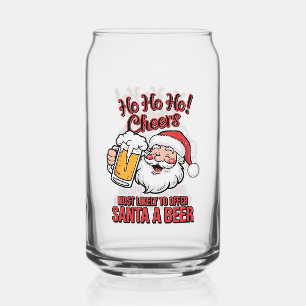 Funny Christmas most likely Santa beer  Can Glass