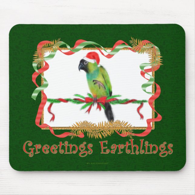 Funny Christmas Mousepad Nanday Conure Parrot (Front)