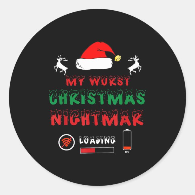 Funny Christmas My Worst For Gamers  Classic Round Sticker (Front)
