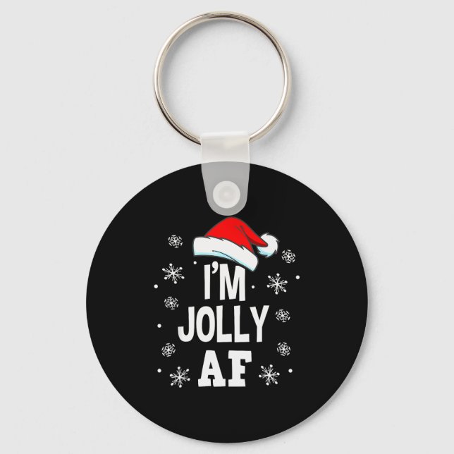 Funny Christmas Naughty Adults Pajama, Santa I'm J Keychain (Front)