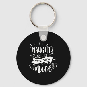 Funny Christmas Naughty Is The New Nice Monogram T Keychain