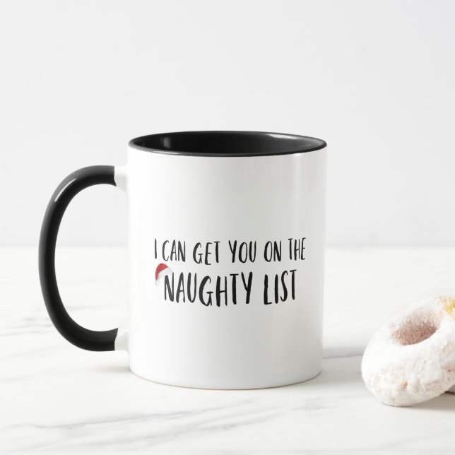 Funny Christmas Naughty List  Mug (With Donut)