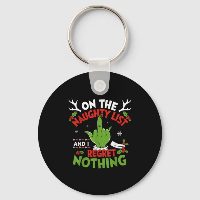 Funny Christmas Naughty List On The List Of Naught Keychain (Front)