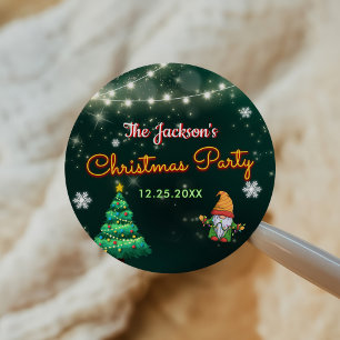 Funny Christmas Neon Sign Party Classic Round Sticker