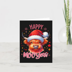 Funny Christmas New Year 2025 Highland Cow Design  Card