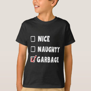 Funny Christmas Nice Naughty Garbage Trump Support T-Shirt