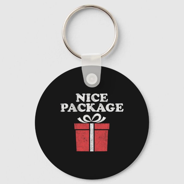 Funny Christmas Nice Package Retro Ugly Party Adul Keychain (Front)