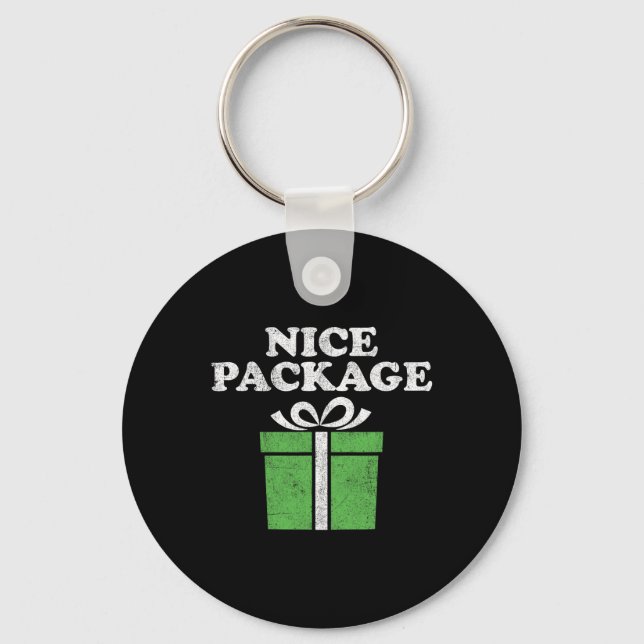 Funny Christmas Nice Package Retro Ugly Party Adul Keychain (Front)