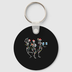 Funny Christmas Nurse Skeleton Nurse Dance Stethos Keychain