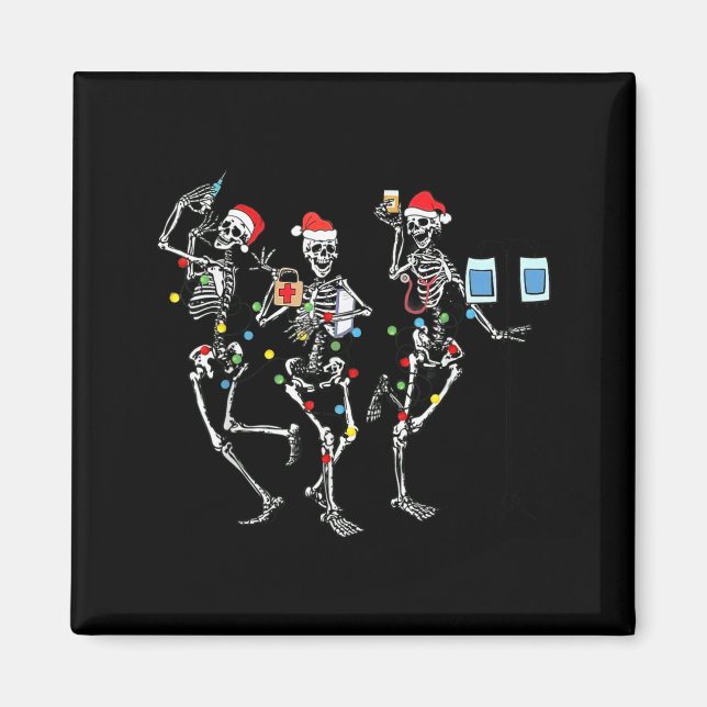 Funny Christmas Nurse Skeleton Nurse Dance Stethos Magnet (Front)