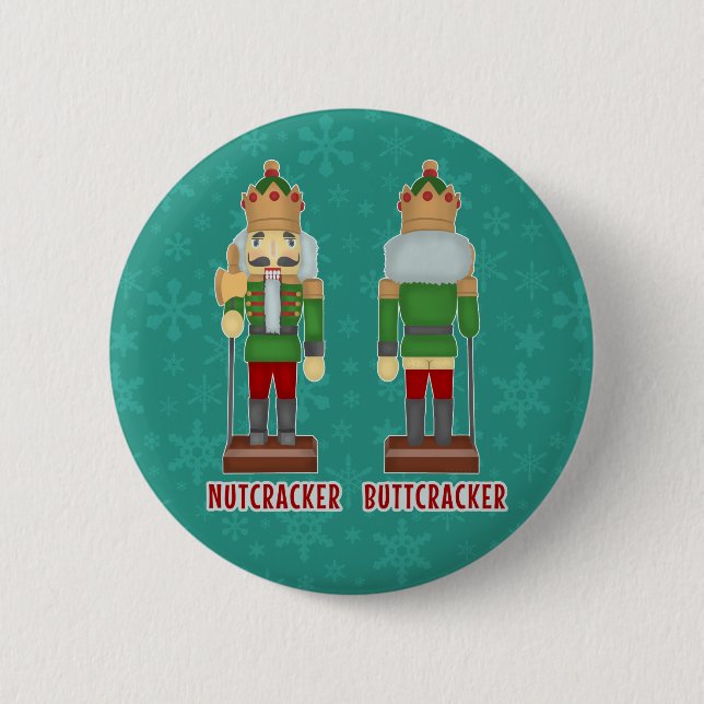 Funny Christmas Nutcracker Buttcracker Humourous 2 Inch Round Button (Front)