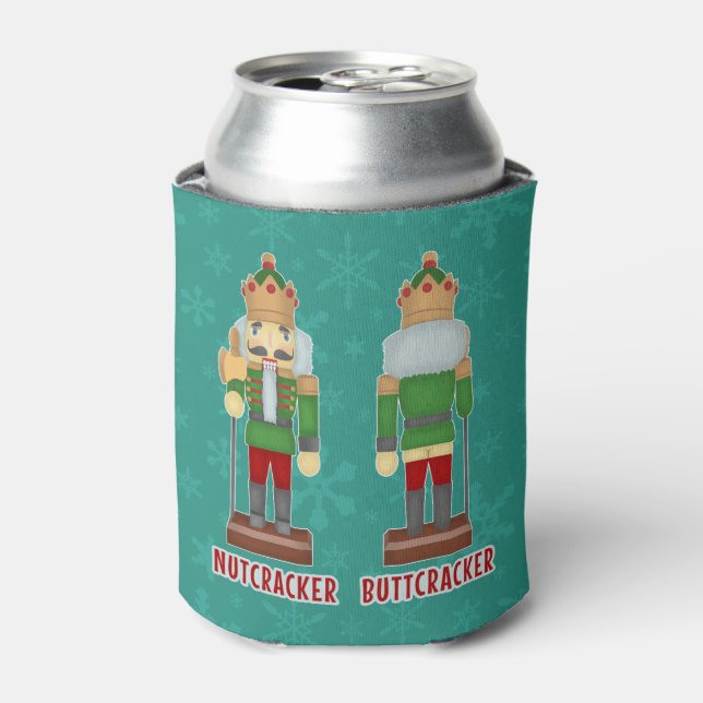 Funny Christmas Nutcracker Buttcracker Humourous Can Cooler (Can Front)