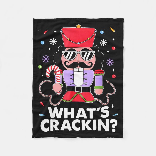 Funny Christmas Nutcracker Men Kids Teen Boys What Fleece Blanket (Front)