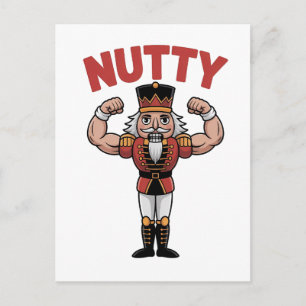 Funny Christmas Nutcracker Nuty Natural Fitness Announcement Postcard