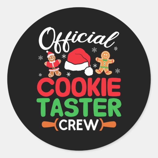 Funny Christmas Official Cookie Taster Crew Byking Classic Round Sticker (Front)