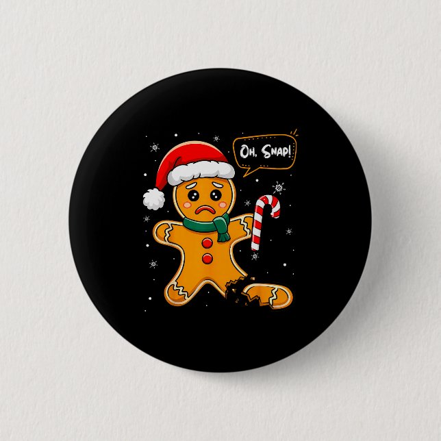 Funny Christmas Oh Snap Gingerbread Man Cookie X M 2 Inch Round Button (Front)