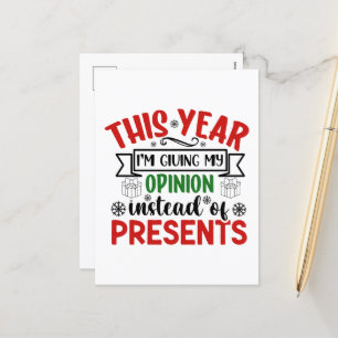 Funny Christmas opinion word art Holiday Postcard