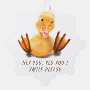 Funny Christmas Ornament Card Happy Duck - Smile