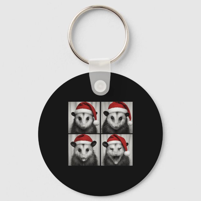 Funny Christmas Ossum Santa Photo Booth  Keychain (Front)