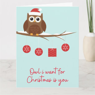 Funny Christmas Owl Card
