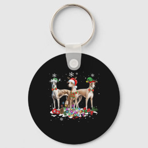 Funny Christmas Pajama Dog Whippet Dog Keychain