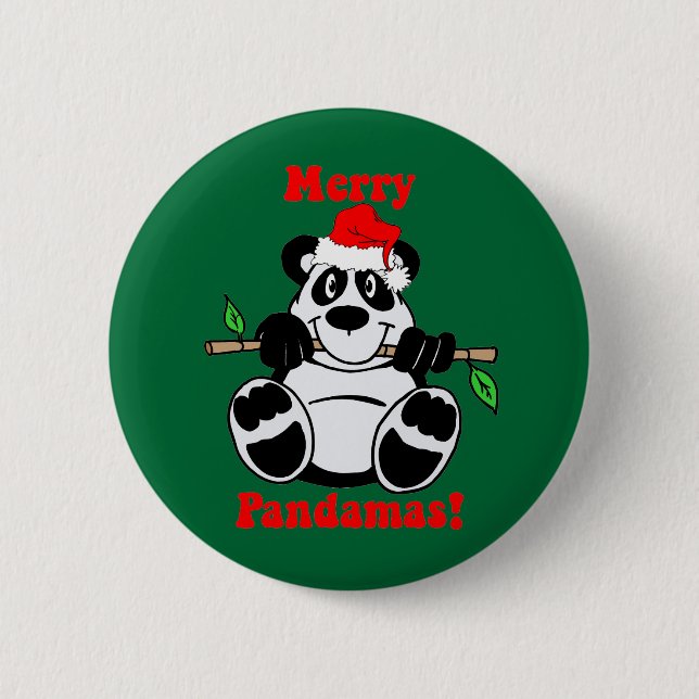 Funny Christmas Panda Bear 2 Inch Round Button (Front)