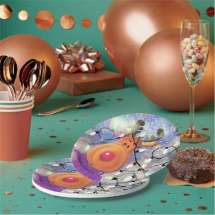 Funny Christmas Paper Plates Happy Reindeer