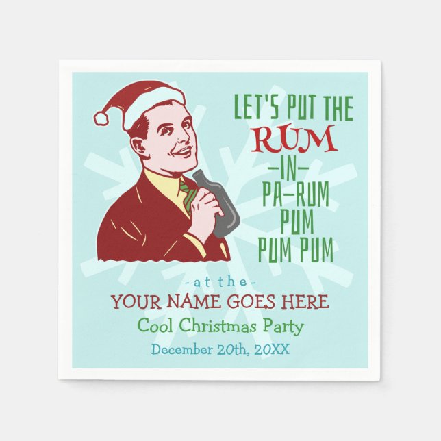 Funny Christmas Party Retro Adult Holiday Custom Napkin (Front)