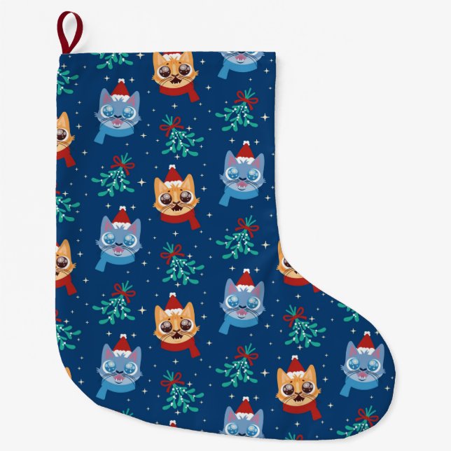 Funny Christmas Pattern Large Christmas Stocking (Front)