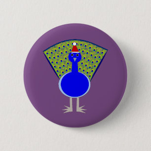 Funny Christmas Peacock 2 Inch Round Button