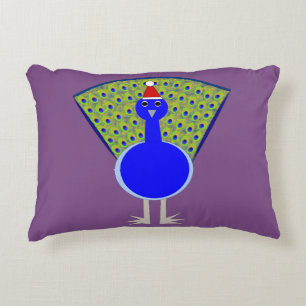 Funny Christmas Peacock Accent Pillow