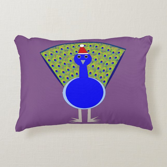 Funny Christmas Peacock Accent Pillow (Front)
