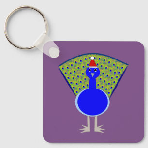 Funny Christmas Peacock Custom Keychain