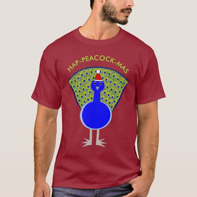 Funny Christmas Peacock Custom T-Shirt (Front)