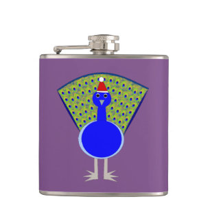 Funny Christmas Peacock Hip Flask