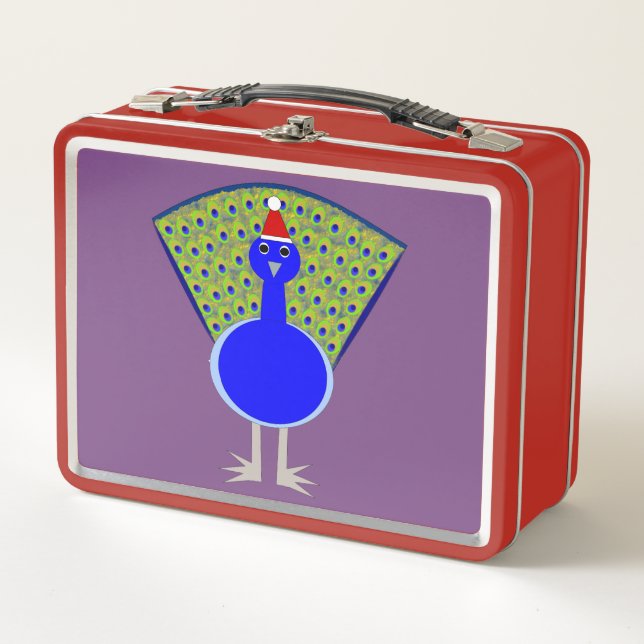 Funny Christmas Peacock Metal Lunch Box (Front)