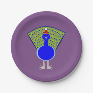 Funny Christmas Peacock Paper Plate